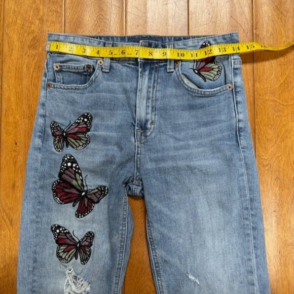 Lucky Brand Womens Y2K Jeans Bridgette Straight Size 26 Butterfly Embroidered - Picture 12 of 13